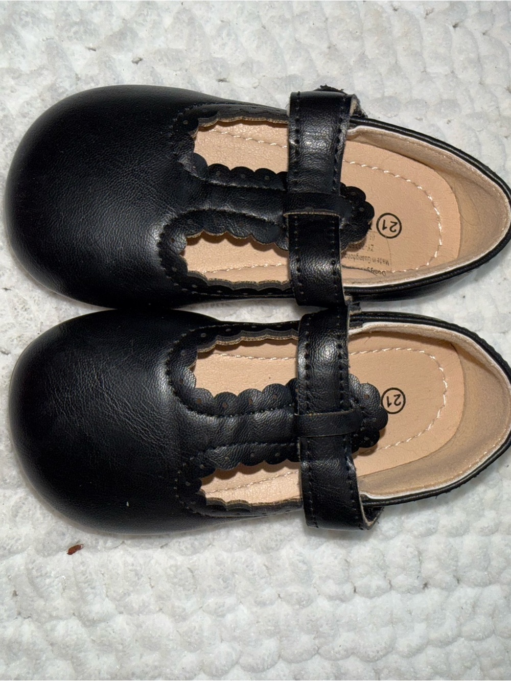 SHEIN Black Girls' Scalloped Mary Jane Dress Shoes